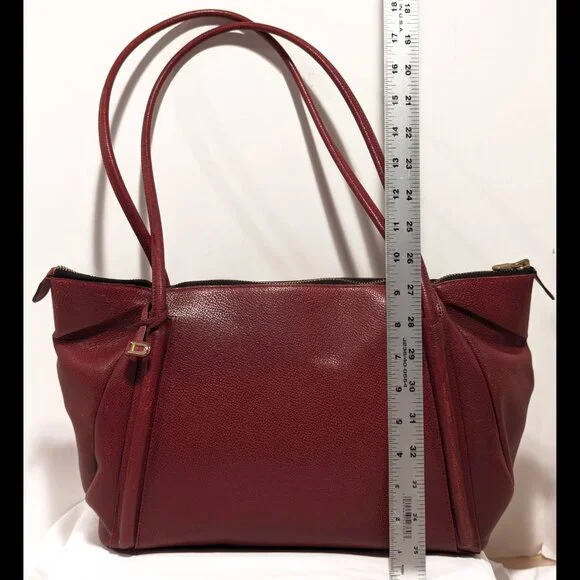 Amazing 1980s DELVAUX Burgundy Red Leather Large Dbl Handle Zip-Up Belgian Purse - Picture 3 of 9